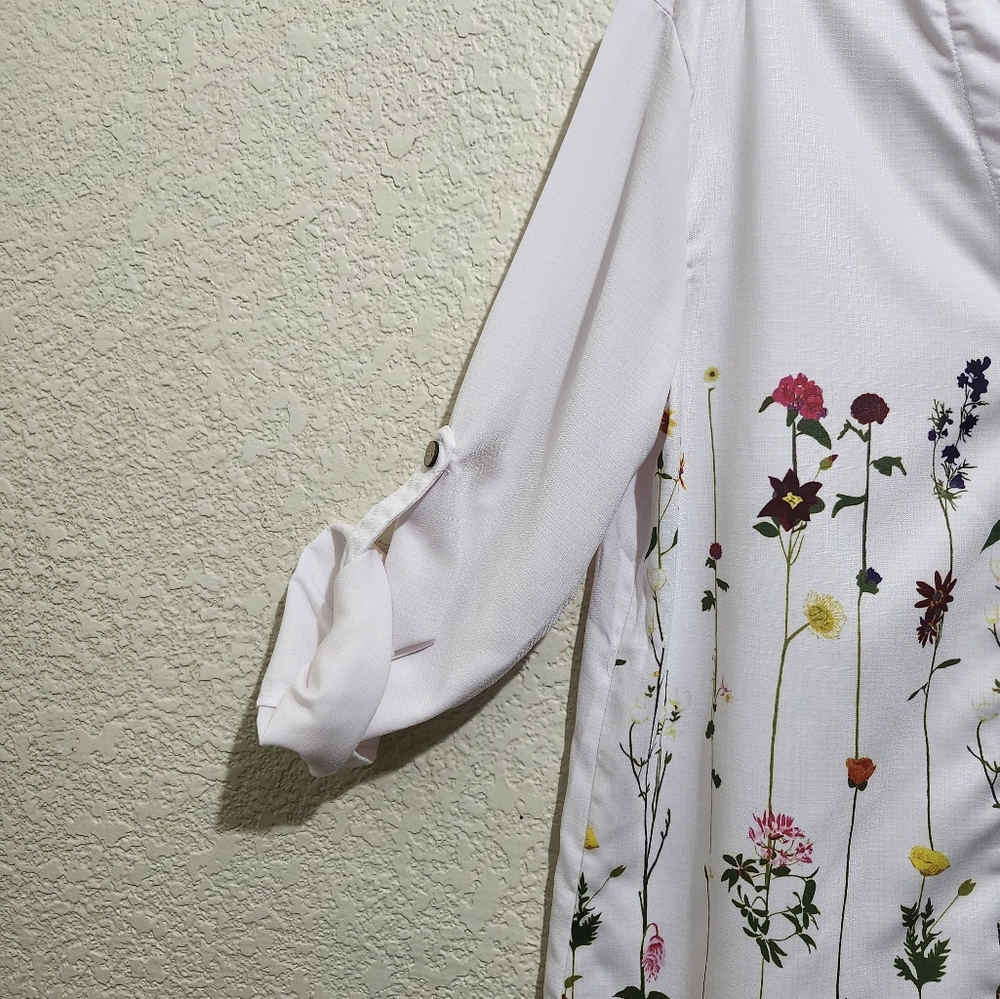 Noracora White 3/4 Sleeve Embellished Button Down Shirt (Unbranded) - Picture 4 of 10